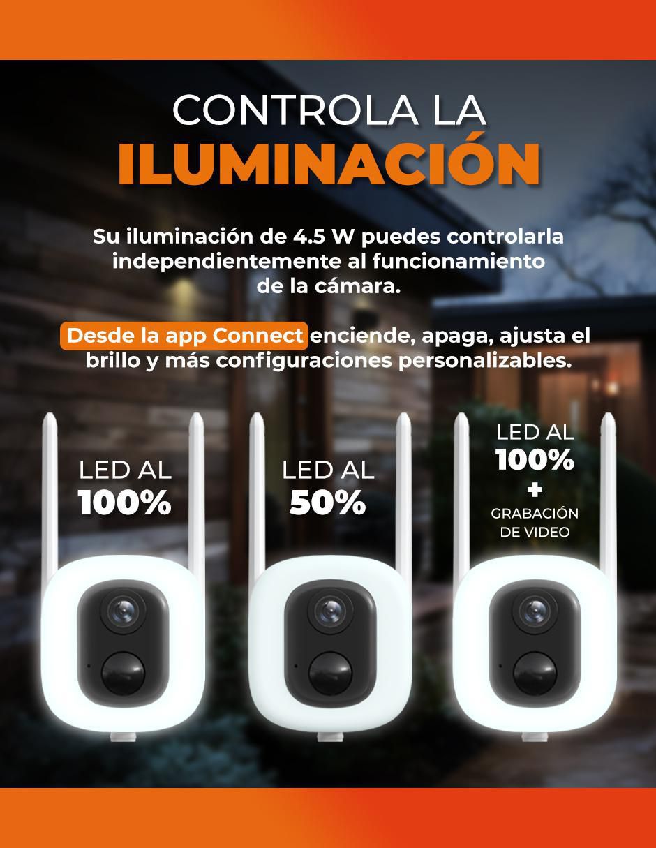 Cámara Wi-Fi de seguridad inalámbrica 2K 120° con capacidad para grabar visión nocturna para interior y exterior 6