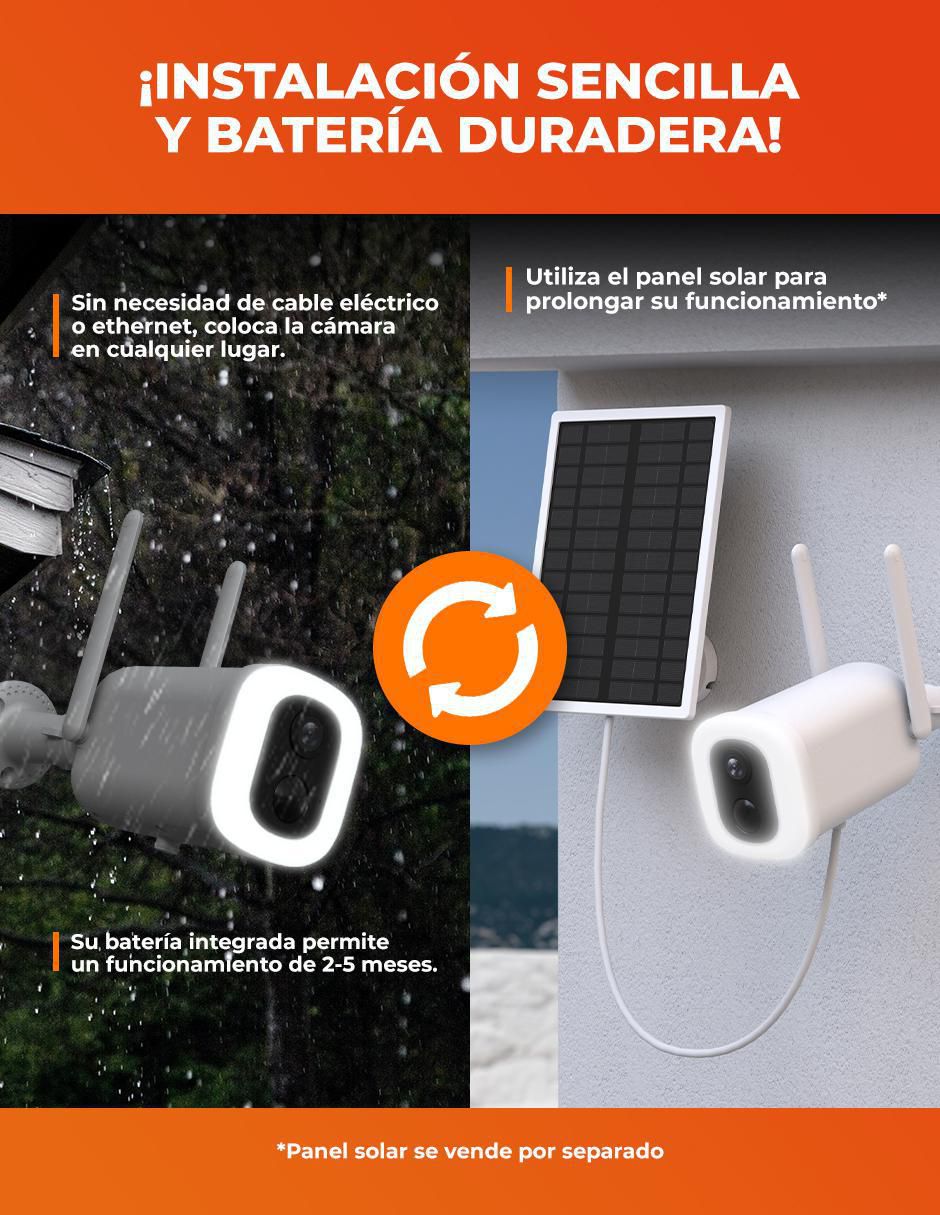Cámara Wi-Fi de seguridad inalámbrica 2K 120° con capacidad para grabar visión nocturna para interior y exterior 9