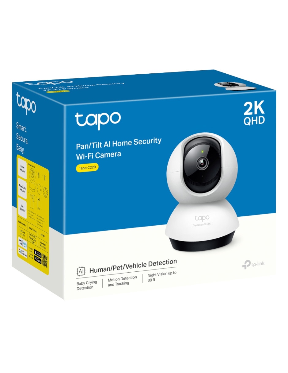 Cámara individual de seguridad inalámbrica 2K 360° con capacidad para grabar visión nocturna para interior 3