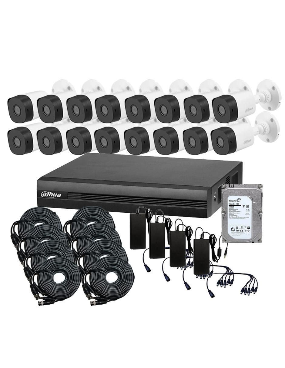 Kit 16 cámaras de seguridad alámbrica Full HD 92° con capacidad para grabar visión nocturna para interior y exterior