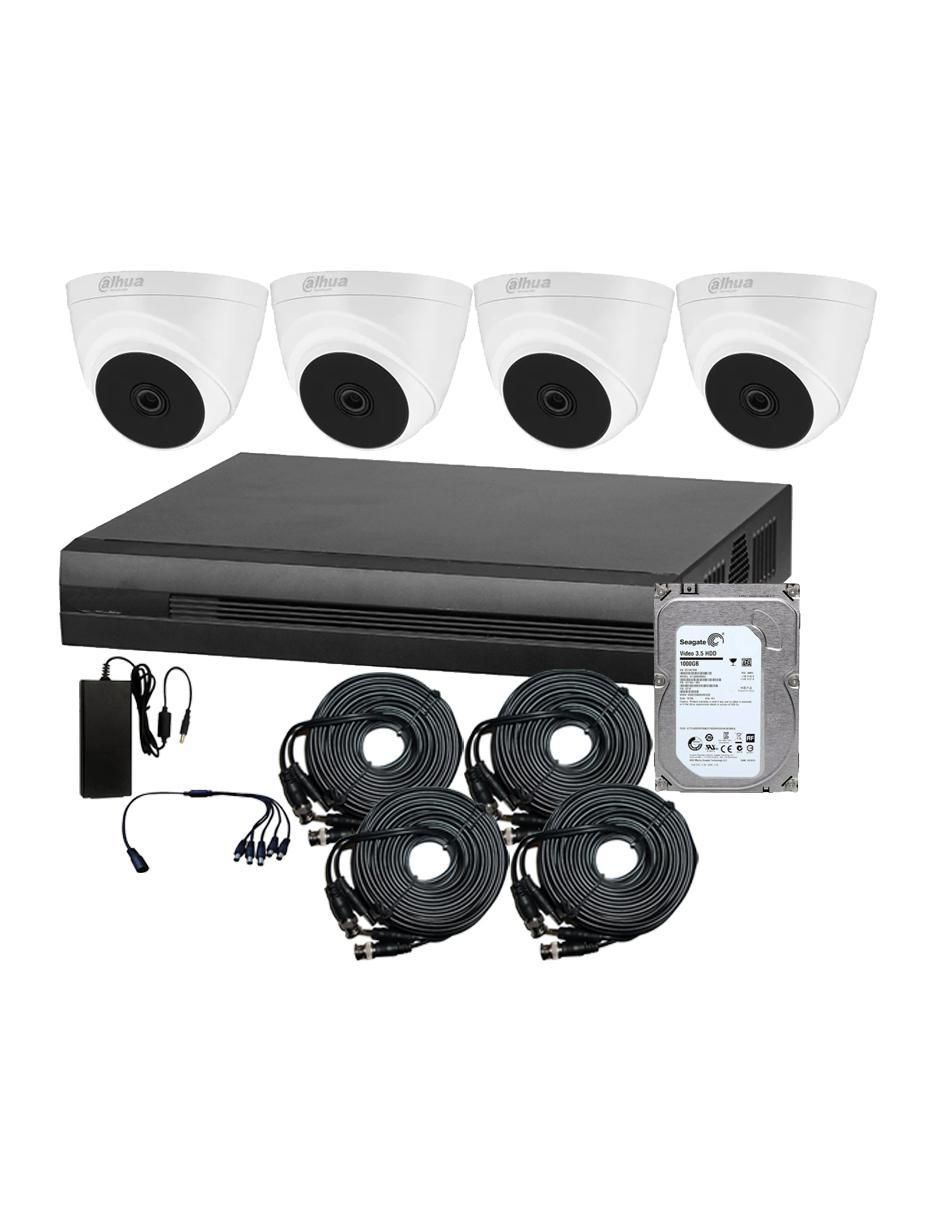 Kit 4 cámaras de seguridad alámbrica Full HD 104° con capacidad para grabar visión nocturna para interior y exterior