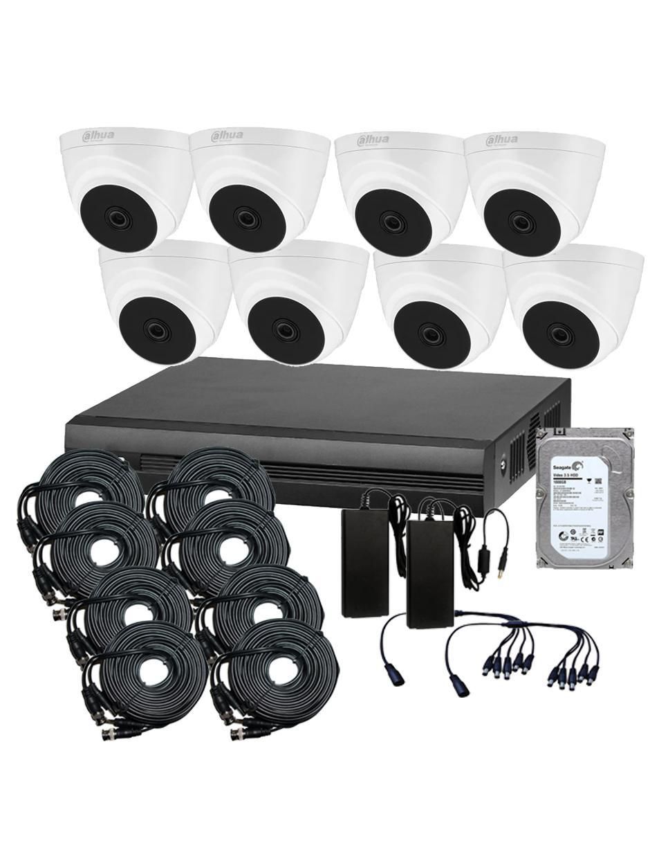 Kit 8 cámaras de seguridad alámbrica Full HD 104° con capacidad para grabar visión nocturna para interior y exterior