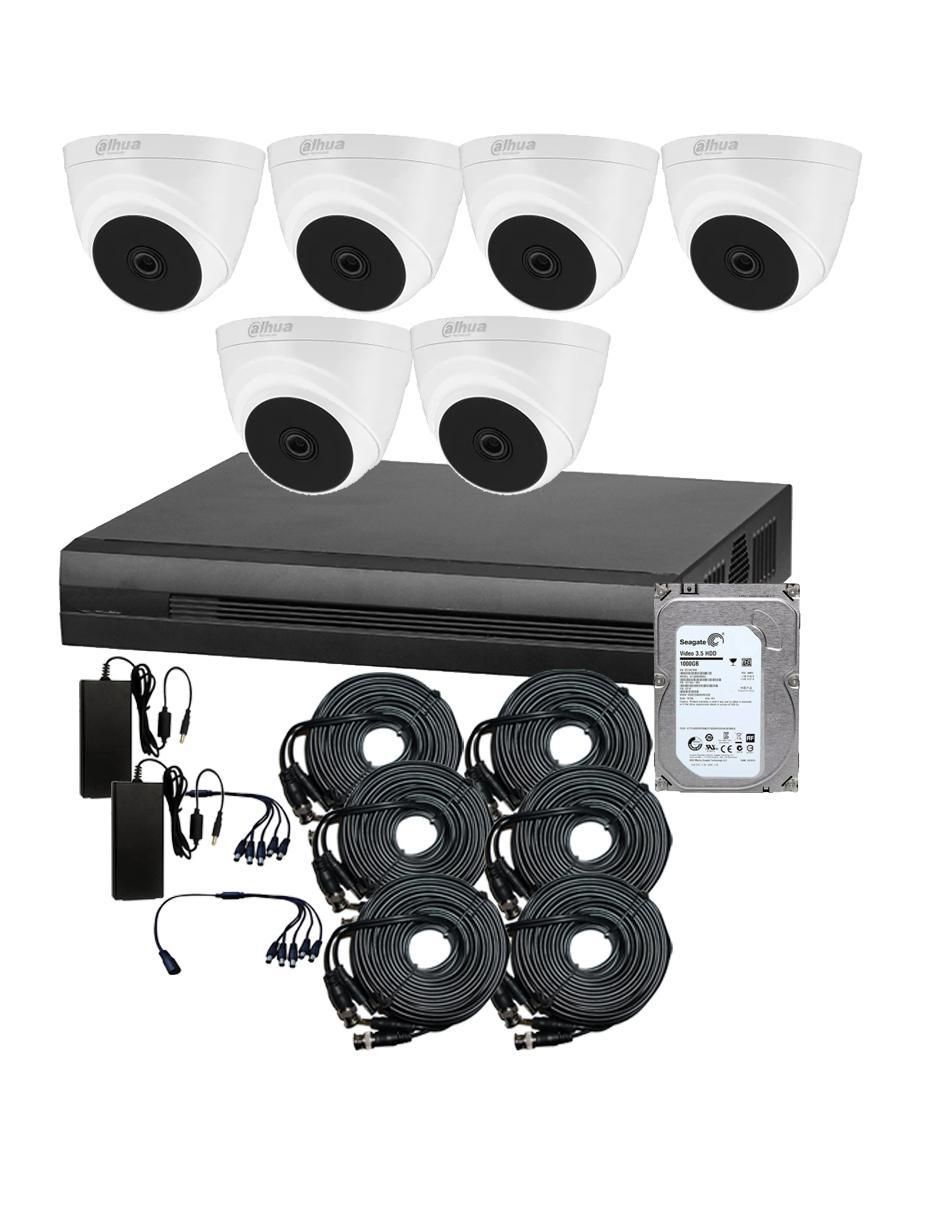 Kit 6 cámaras de seguridad alámbrica 2K 104° con capacidad para grabar visión nocturna para interior y exterior