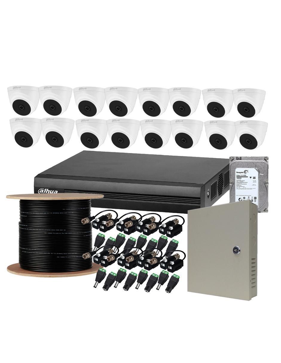 Kit 16 cámaras de seguridad alámbrica 2K 104° con capacidad para grabar visión nocturna para interior y exterior