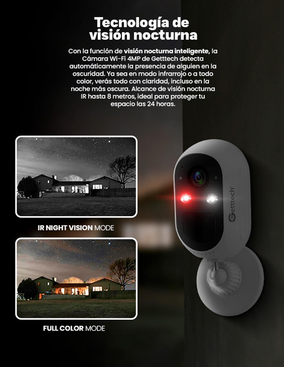 Cámara Wi-Fi de seguridad inalámbrica 2K 120° a 170° con capacidad para grabar visión nocturna para interior y exterior 8