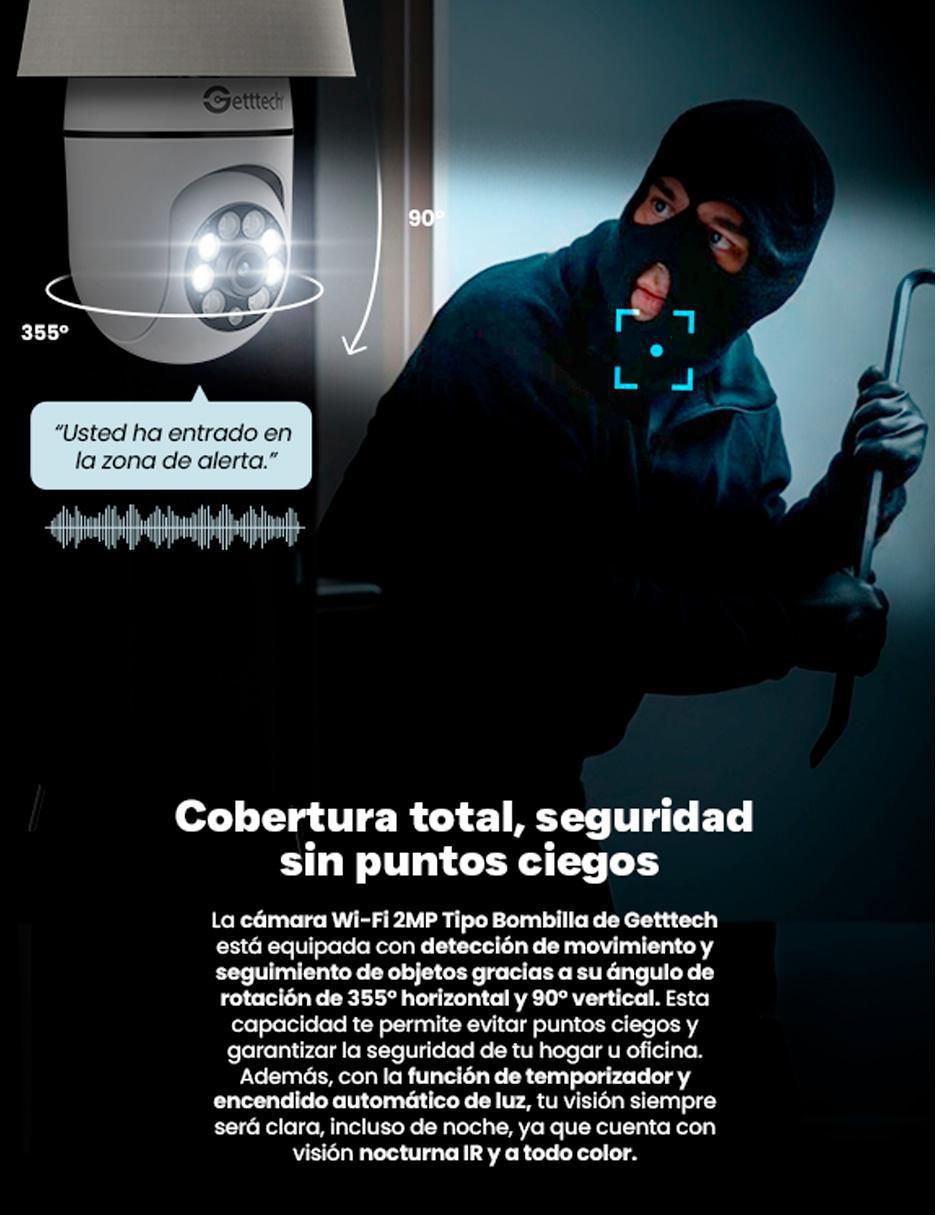 Cámara Wi-Fi de seguridad inalámbrica Full HD 350° con capacidad para grabar visión nocturna para interior y exterior 3