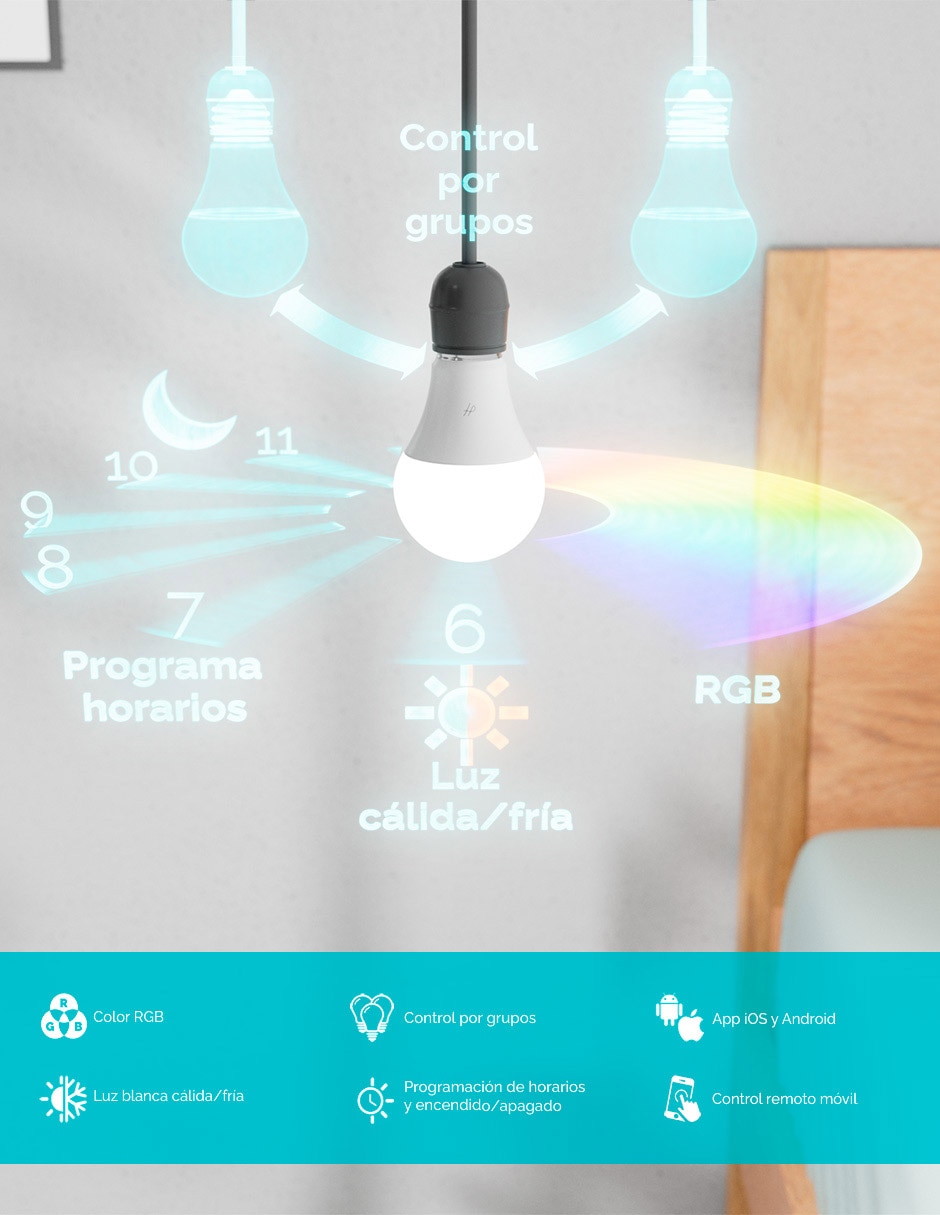 Foco smart 9 Watts de ilumnación 8