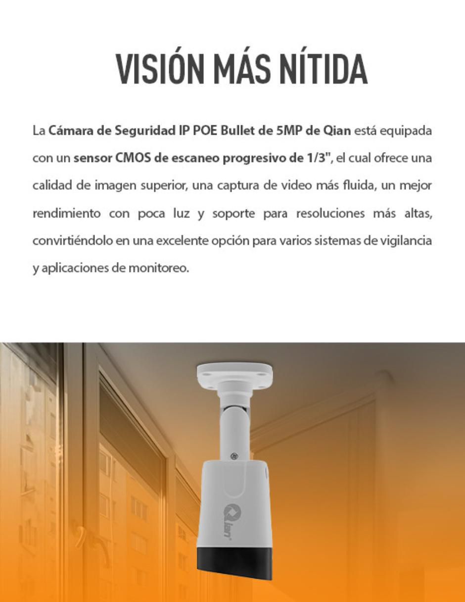 Cámara individual de seguridad alámbrica Full HD 47° a 100° con capacidad para grabar visión nocturna para interior y exterior 5