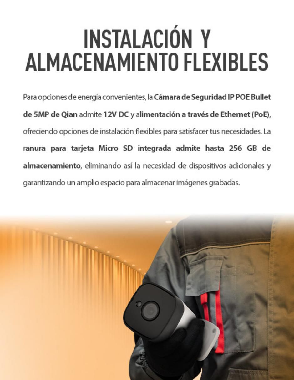 Cámara individual de seguridad alámbrica Full HD 47° a 100° con capacidad para grabar visión nocturna para interior y exterior 6