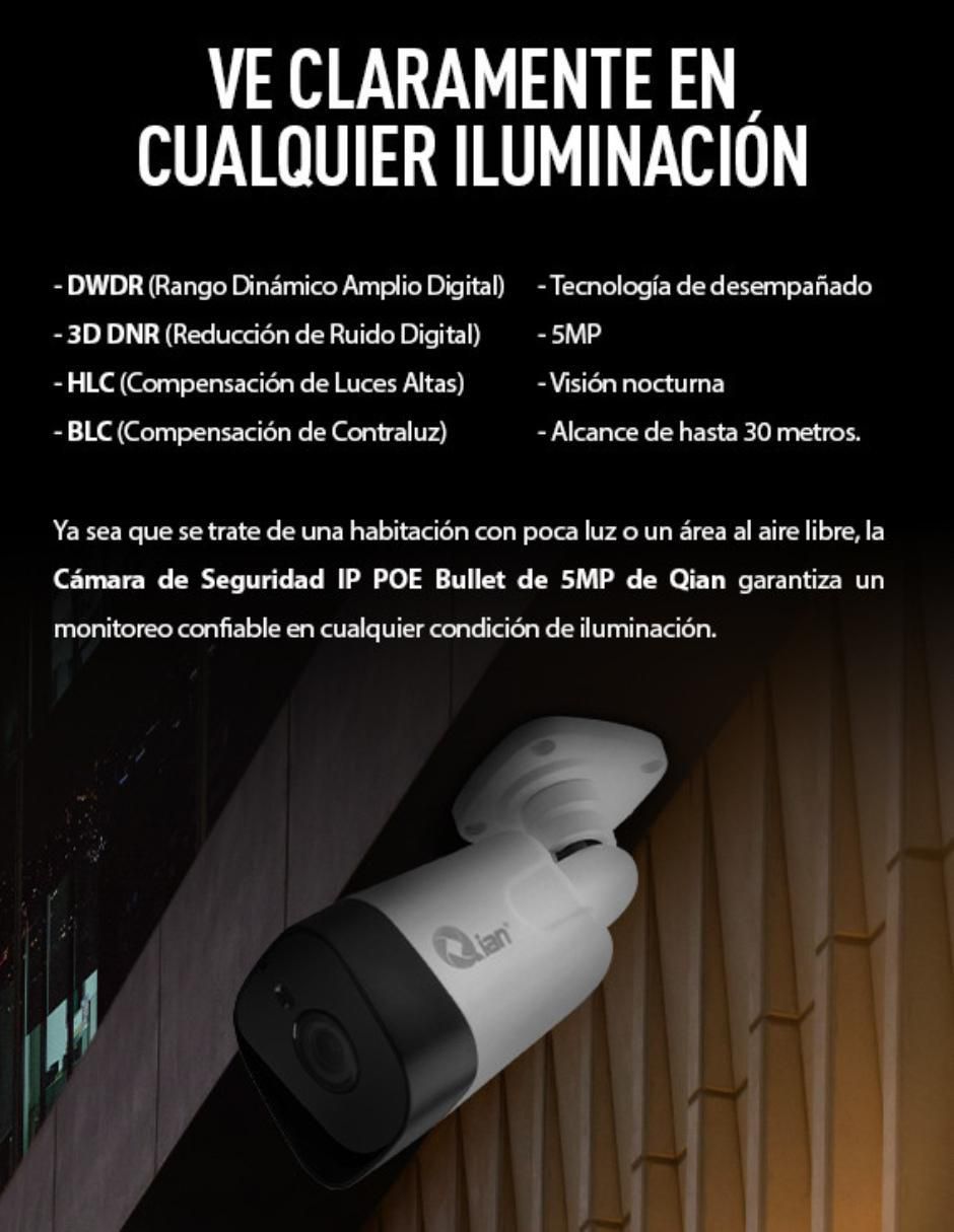 Cámara individual de seguridad alámbrica Full HD 47° a 100° con capacidad para grabar visión nocturna para interior y exterior 7