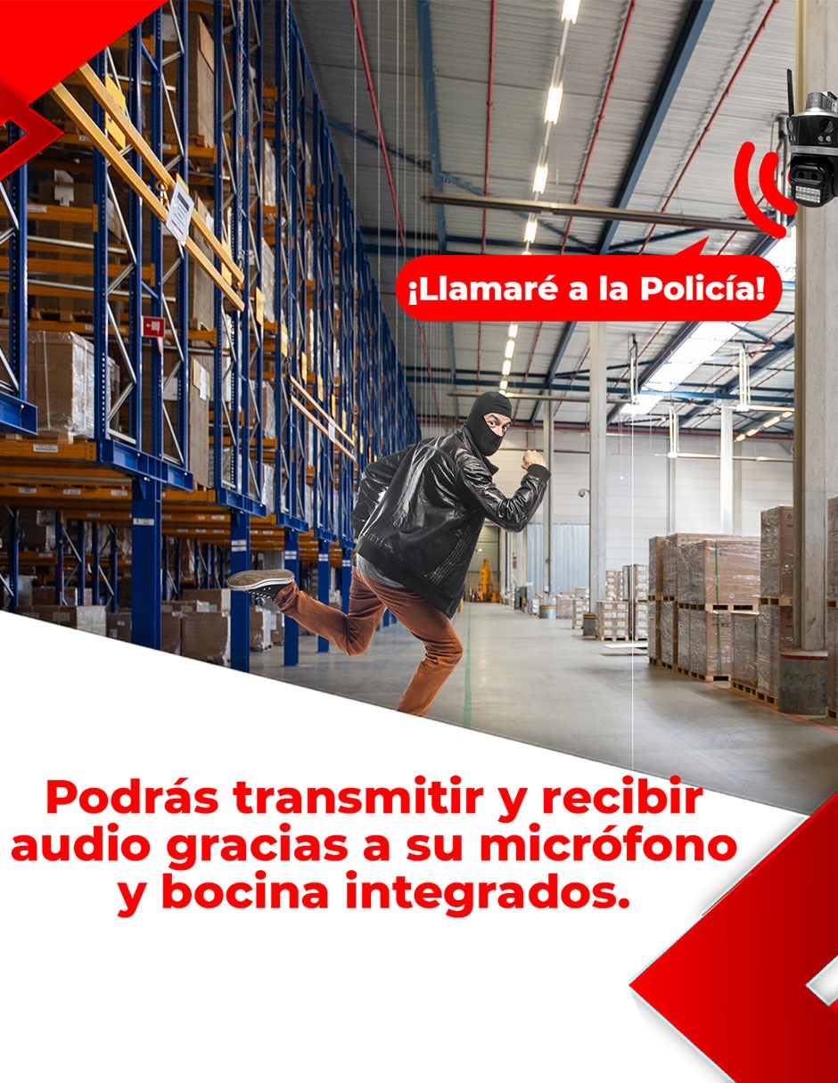 Cámara Wi-Fi de seguridad inalámbrica 2K 350° con capacidad para grabar visión nocturna para interior y exterior 3