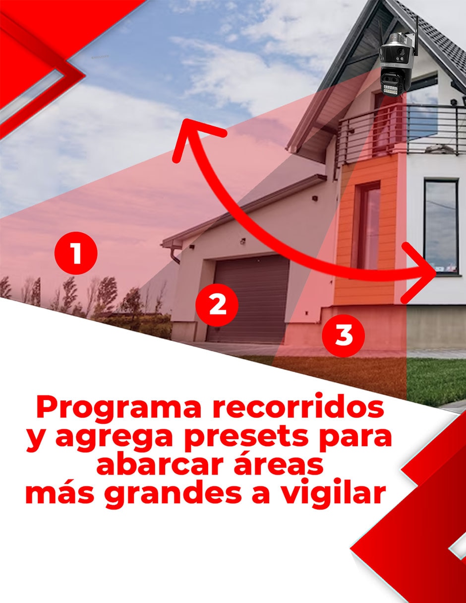 Cámara Wi-Fi de seguridad inalámbrica 2K 350° con capacidad para grabar visión nocturna para interior y exterior 8