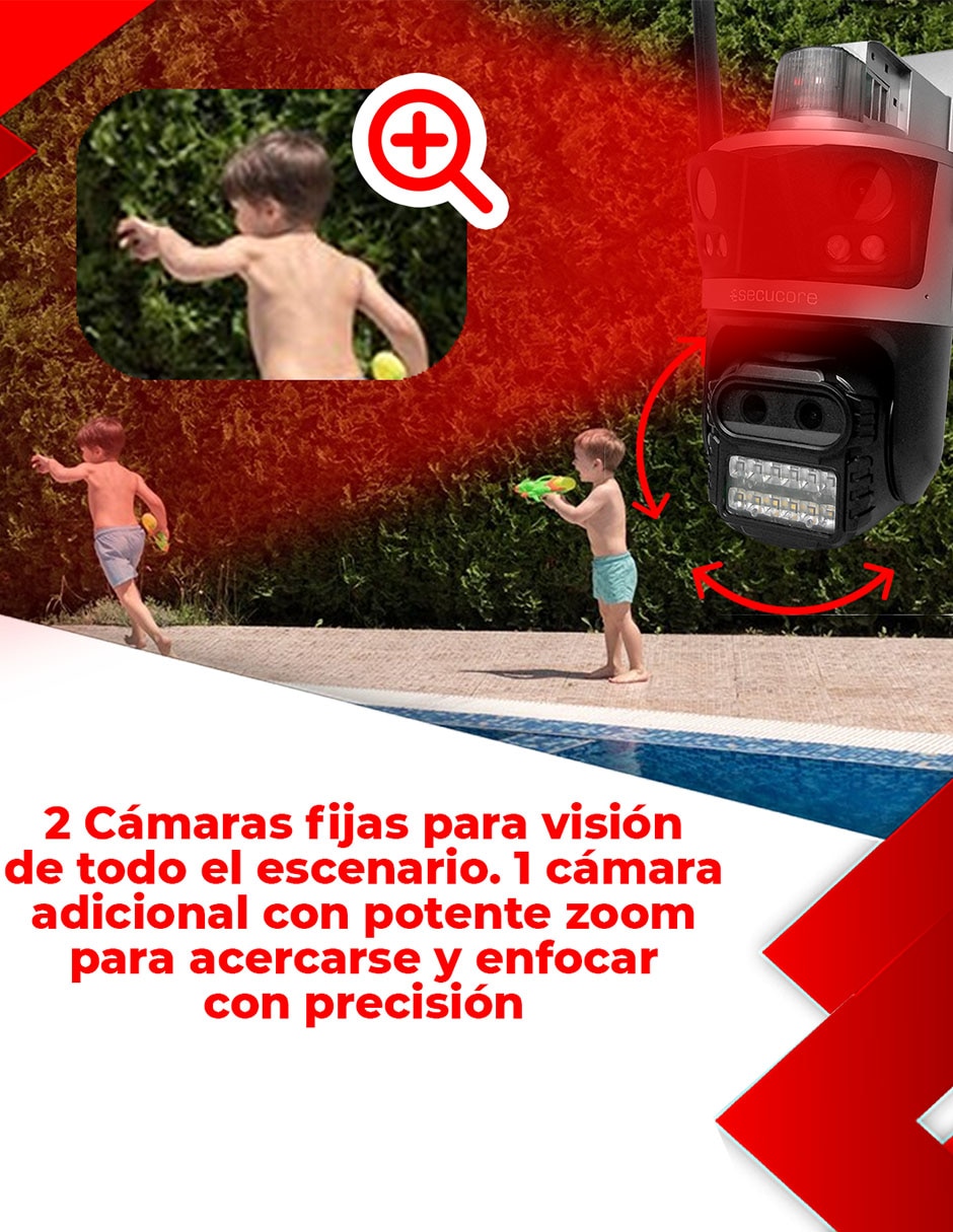 Cámara Wi-Fi de seguridad inalámbrica 2K 350° con capacidad para grabar visión nocturna para interior y exterior 9