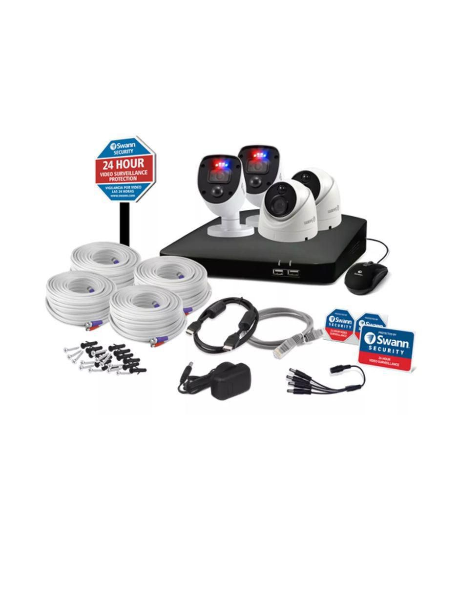 Kit 4 cámaras de seguridad alámbrica Full HD 90° con capacidad para grabar visión nocturna para interior y exterior 2