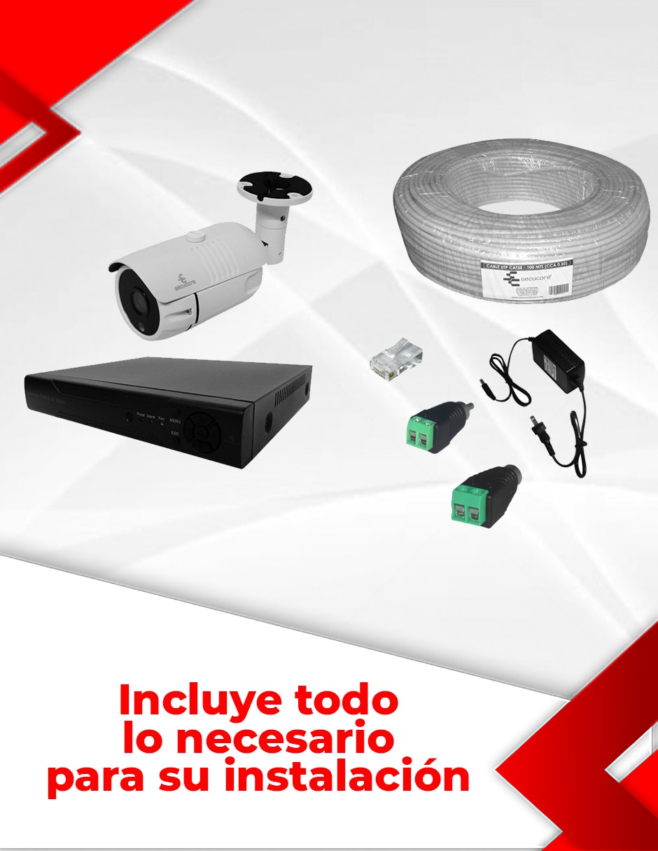 Kit 4 cámaras de seguridad alámbrica 4K/UHD 90° con capacidad para grabar visión nocturna para interior y exterior 3