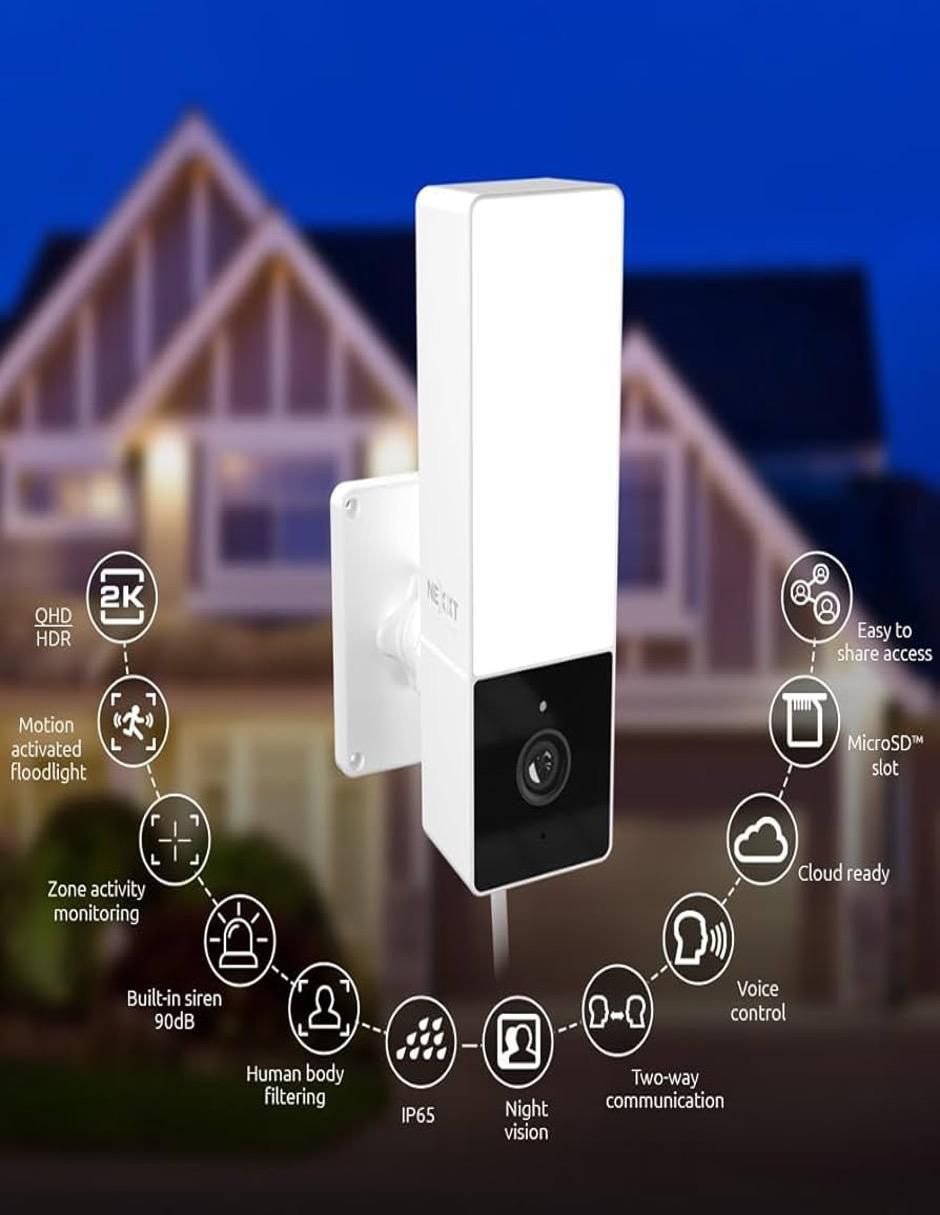Cámara Wi-Fi de seguridad inalámbrica 2K 110° con capacidad para grabar visión nocturna para exterior 3