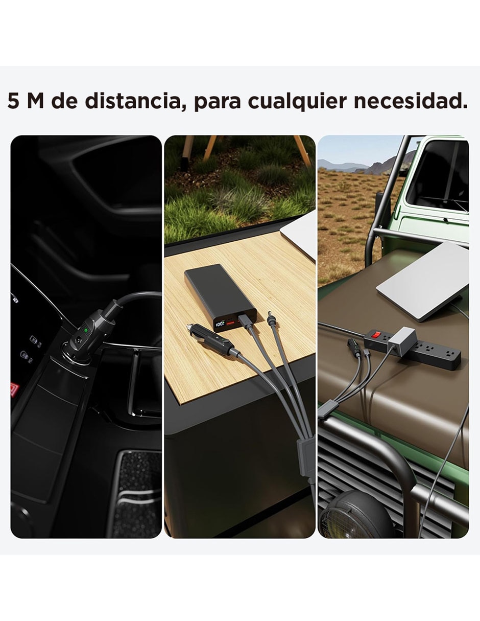 Cable Barril DC Barril DC, USB C y enchufe para cigarillos de 5m 5