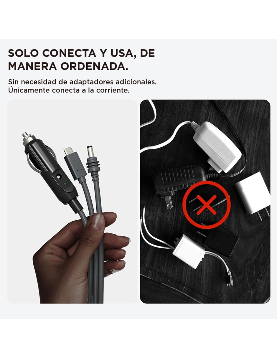 Cable Barril DC Barril DC, USB C y enchufe para cigarillos de 5m 6