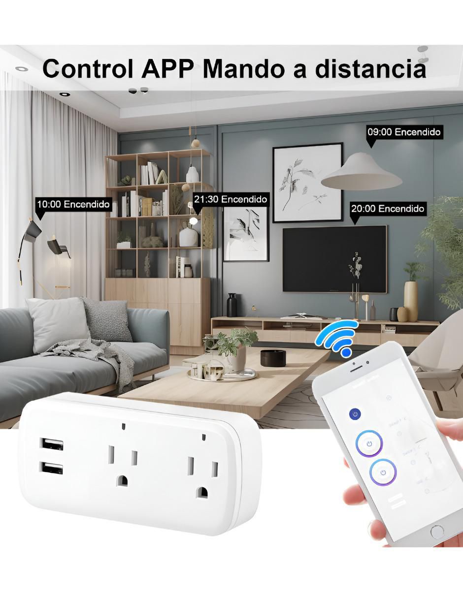 Multicontacto Smart de 2 salidas y 2 puertos USB 3