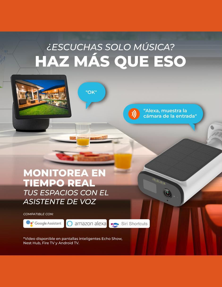 Cámara wi-fi de seguridad inalámbrica 2K 120° con visión nocturna para exterior 4