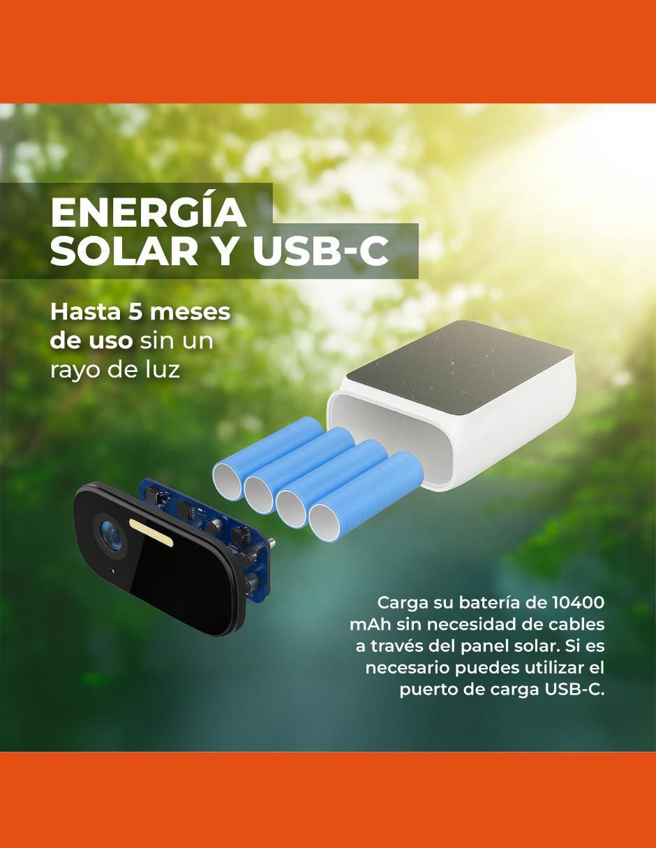 Cámara wi-fi de seguridad inalámbrica 2K 120° con visión nocturna para exterior 5