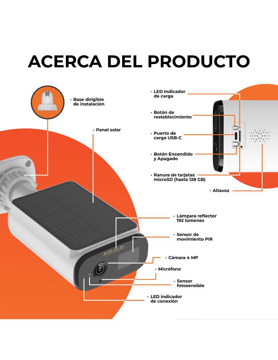 Cámara wi-fi de seguridad inalámbrica 2K 120° con visión nocturna para exterior 6