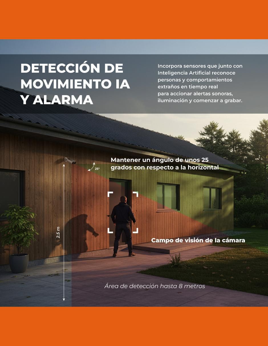 Cámara wi-fi de seguridad inalámbrica 2K 120° con visión nocturna para exterior 7