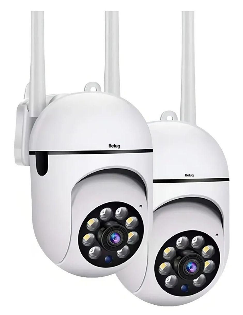 Kit 2 cámaras de seguridad inalámbricas full HD 360° con visión nocturna con capacidad para grabar para interior y exterior