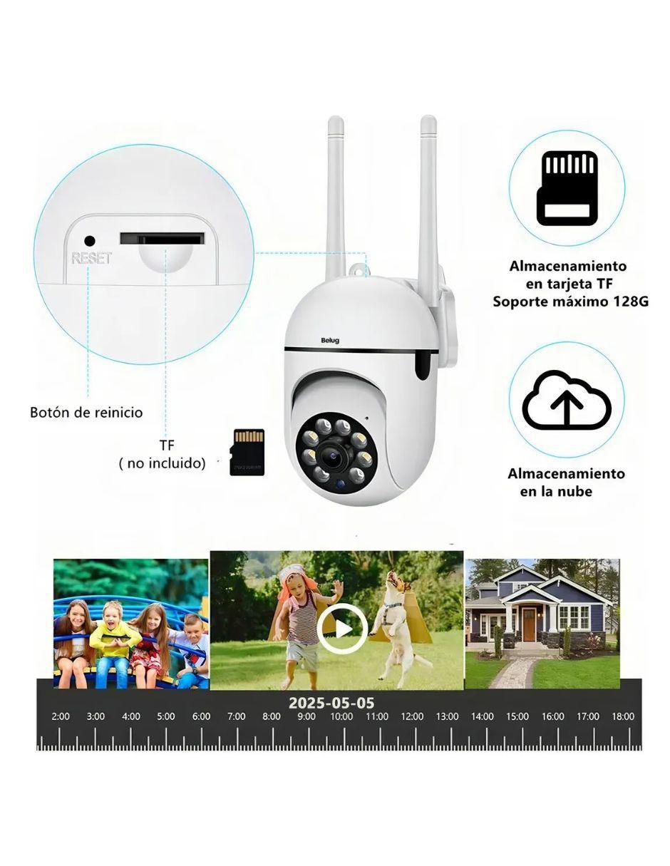 Kit 2 cámaras de seguridad inalámbricas full HD 360° con visión nocturna con capacidad para grabar para interior y exterior 2