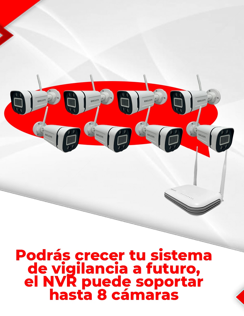 Kit 8 cámaras de seguridad Inalámbrica 2K 160/170 ​con capacidad de graba y visión nocturna para interior y exterior 9