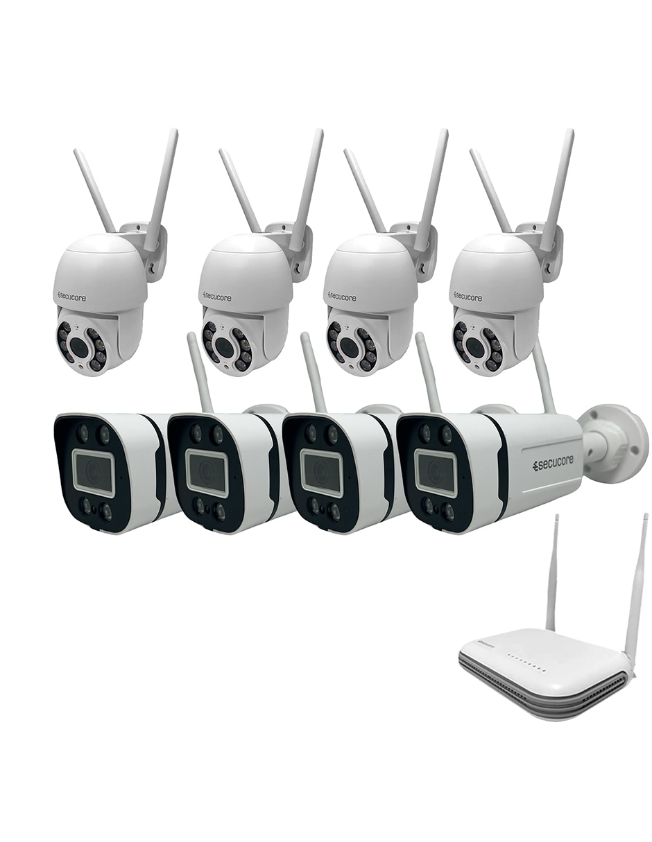 Kit 8 cámaras de seguridad Inalámbrica 2K 70° con capacidad de grabar y visión nocturna para interior y exterior