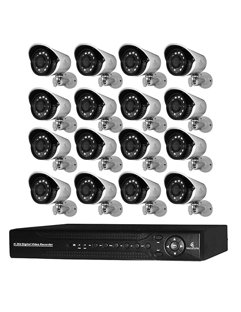 Kit 16 cámaras de seguridad Alámbrica Full HD 70° con capacidad de grabar y visión nocturna para interior y exterior 1