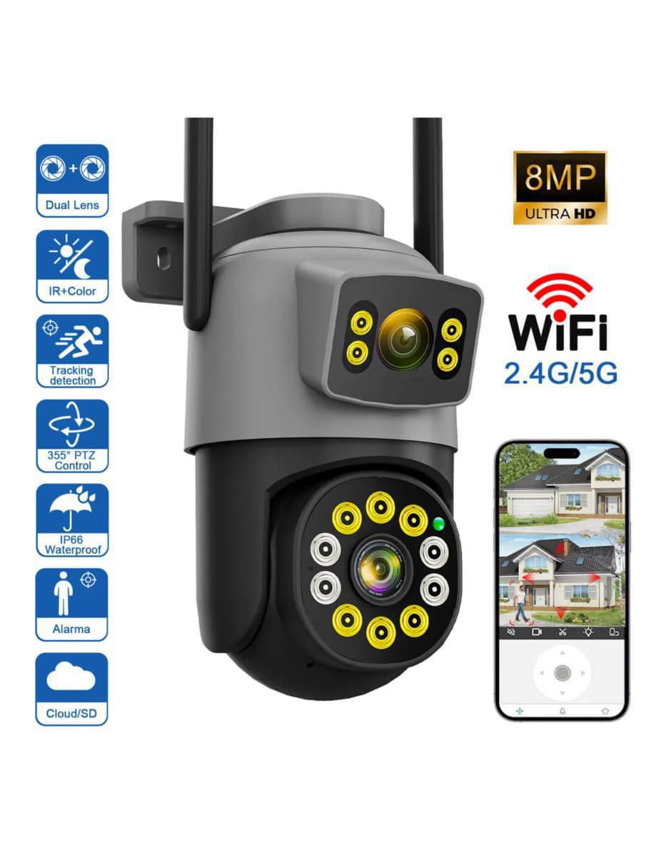 Cámara wi-fi de seguridad alámbrica Full HD 360° con visión nocturna para interior y exterior 3