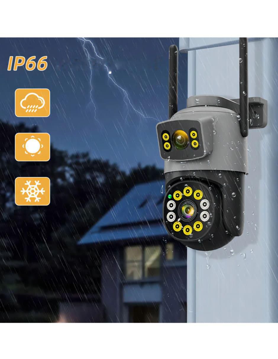 Cámara wi-fi de seguridad alámbrica Full HD 360° con visión nocturna para interior y exterior 4