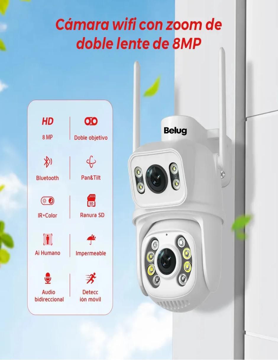 Kit 2 cámaras de seguridad alámbrica full hd 360° con capacidad de grabar vision nocturna para exterior 2