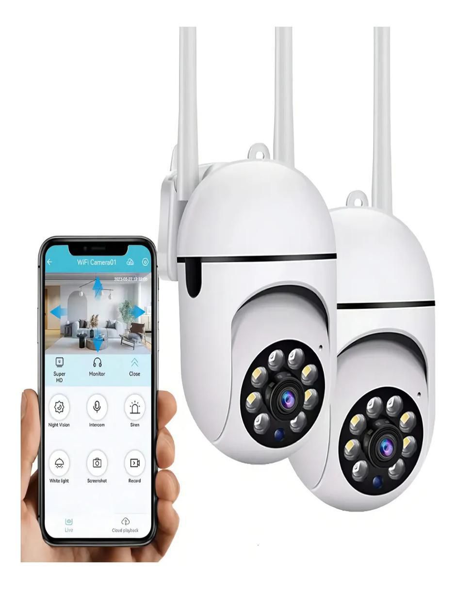 Kit 2 cámaras de seguridad modelo 2pzs-288 alámbrica full hd 360° capacidad de grabar vision nocturna para interior y exterior 2
