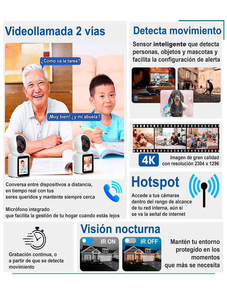 Cámara individual de seguridad modelo VS-W01 inalámbrica 4K/UHD 60 con visión nocturna para interior 3