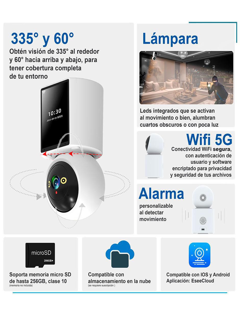 Cámara individual de seguridad modelo VS-W01 inalámbrica 4K/UHD 60 con visión nocturna para interior 4