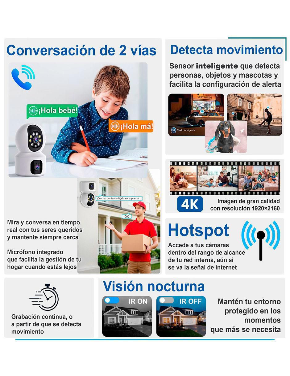 Cámara individual de seguridad modelo VS-W10 inalámbrica 4K/UHD 90° con capacidad de grabar y visión nocturna para interior 3