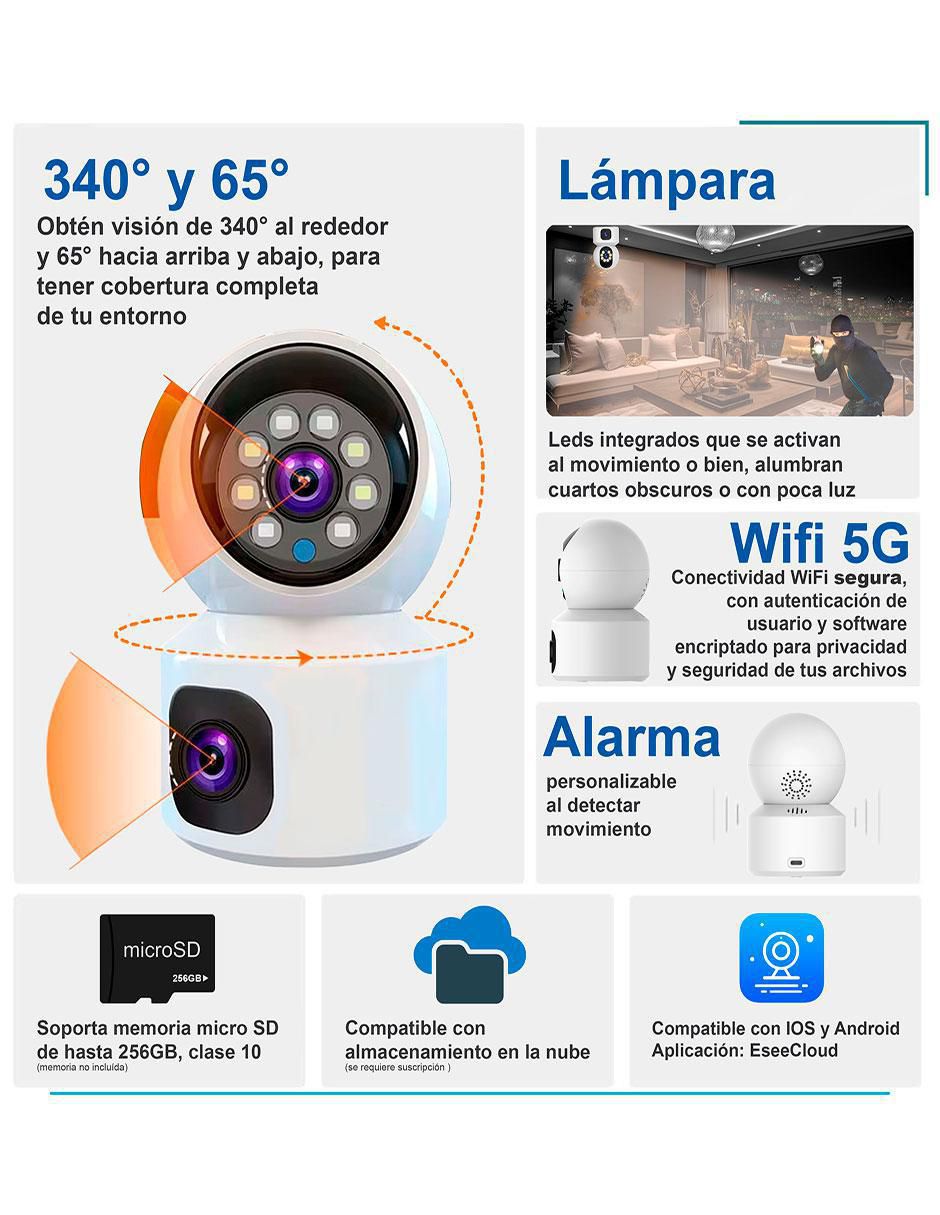 Cámara individual de seguridad modelo VS-W10 inalámbrica 4K/UHD 90° con capacidad de grabar y visión nocturna para interior 4